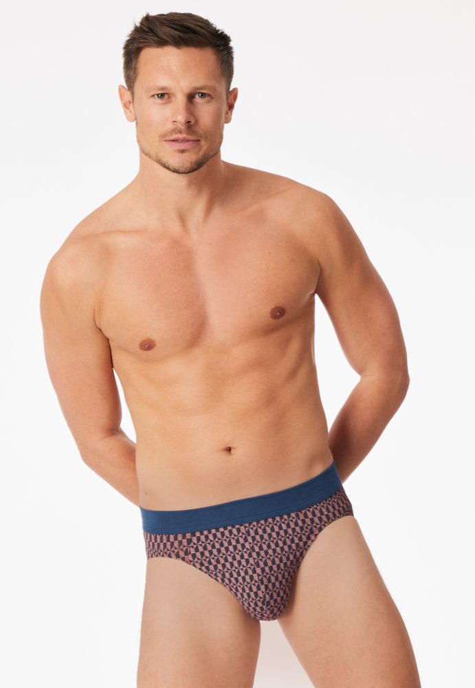 Schiesser Slip Rot gemustert - 95/5 für Herren, Größe M, 95 % Baumwolle, 5 % Elasthan