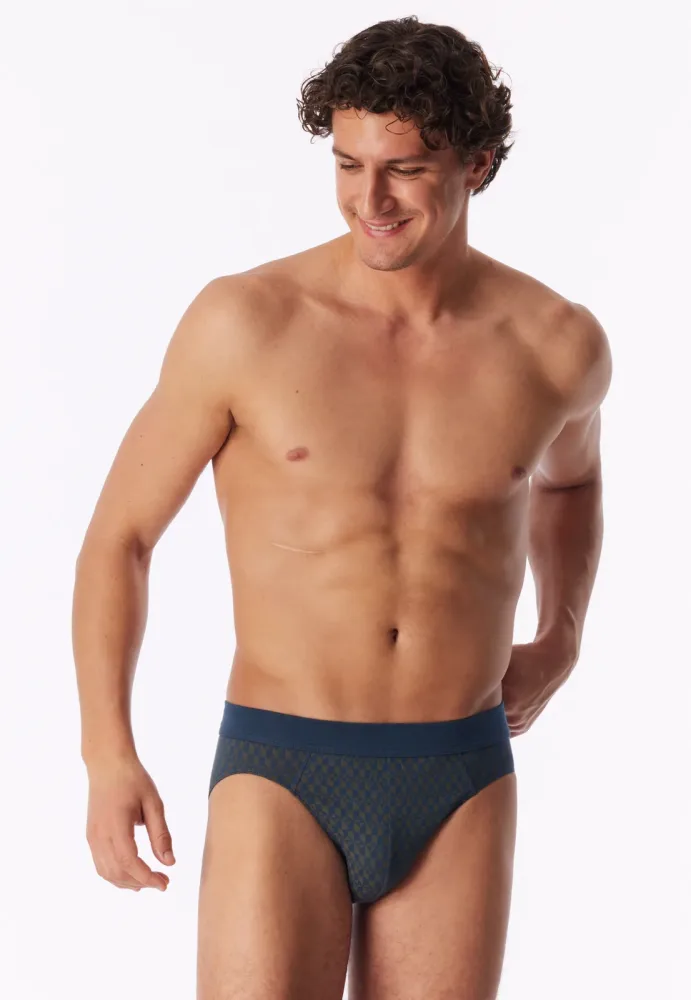 Schiesser Slip Blau gemustert - 95/5 für Herren, Größe L, 95 % Baumwolle, 5 % Elasthan