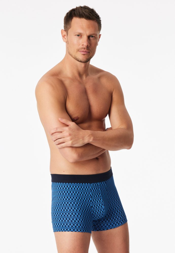 Schiesser Enge Boxershorts Blau gemustert - 95/5 für Herren, Größe XL, 95 % Baumwolle, 5 % Elasthan