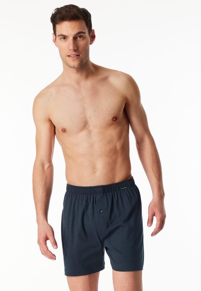 Schiesser Boxershorts mit Knopfleiste 2er-Pack Dunkelblau/Schwarz - Boxershorts Multipacks für Herren, Größe 6XL, 100 % Baumwolle