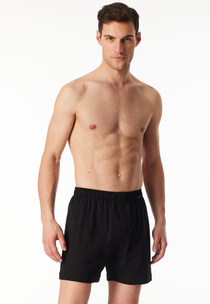 Schiesser Boxershorts mit Knopfleiste 2er-Pack Schwarz - Boxershorts Multipacks für Herren, Größe XL, 100 % Baumwolle
