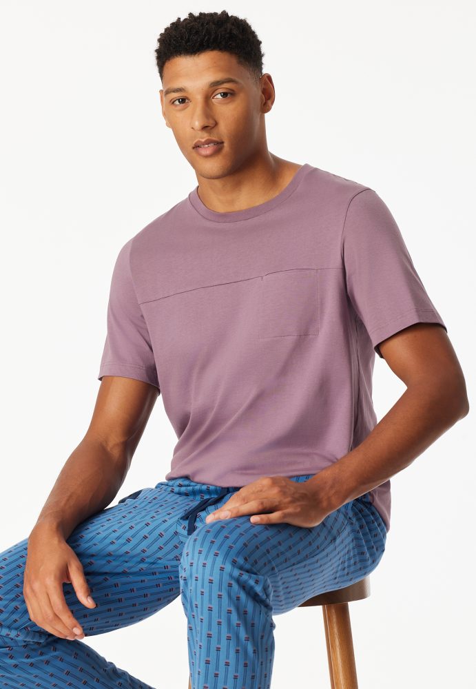 Schiesser T-Shirt Lila - Mix+Relax für Herren, Größe M, 100 % Baumwolle