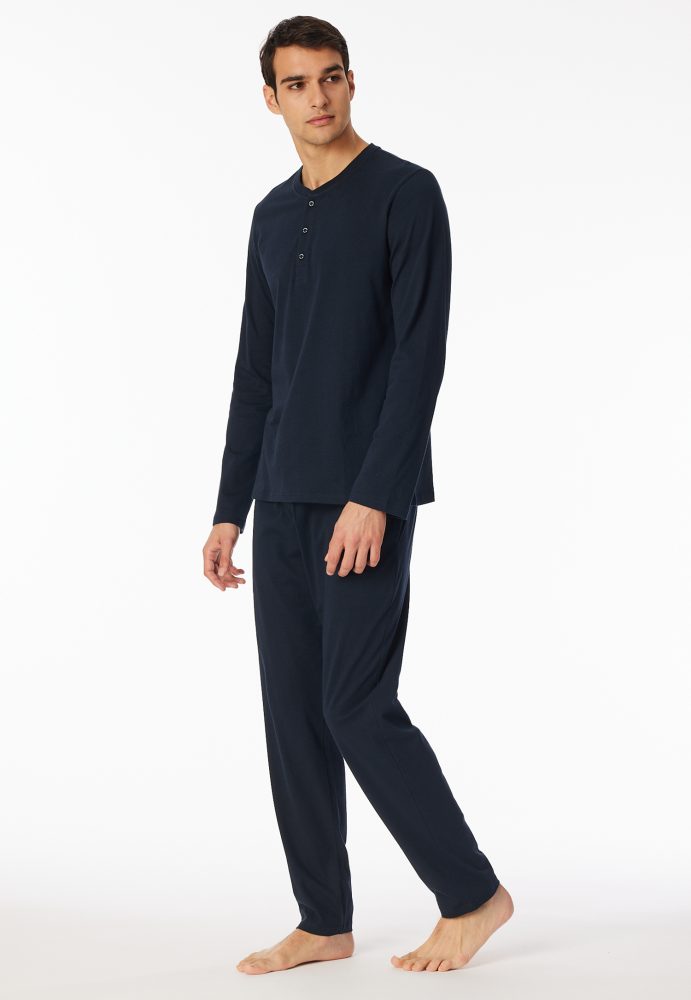 Schiesser Shirt mit Knopfleiste Dunkelblau - Mix+Relax für Herren, Größe M, 100 % Baumwolle