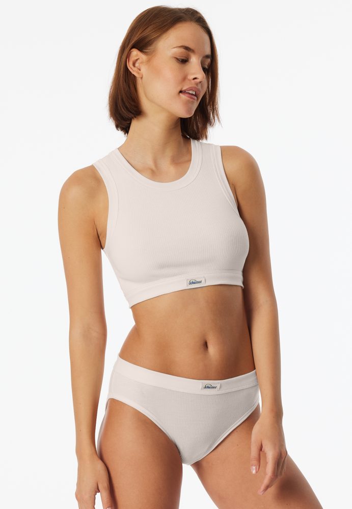 Schiesser High Waist Slip Feinripp Off White - Revival Paula für Damen, Größe XL, 95 % Baumwolle, 5 % Elasthan