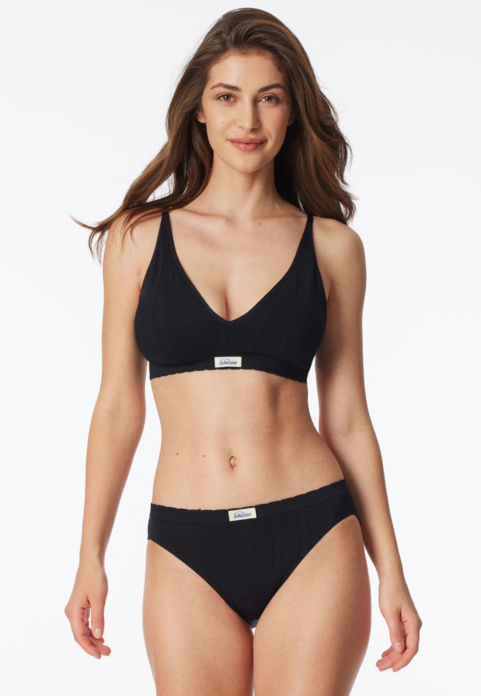 Schiesser Bustier mit herausnehmbaren Pads Schwarz - Revival Alma für Damen, Größe 46, 95 % Polyamid, 5 % Elasthan