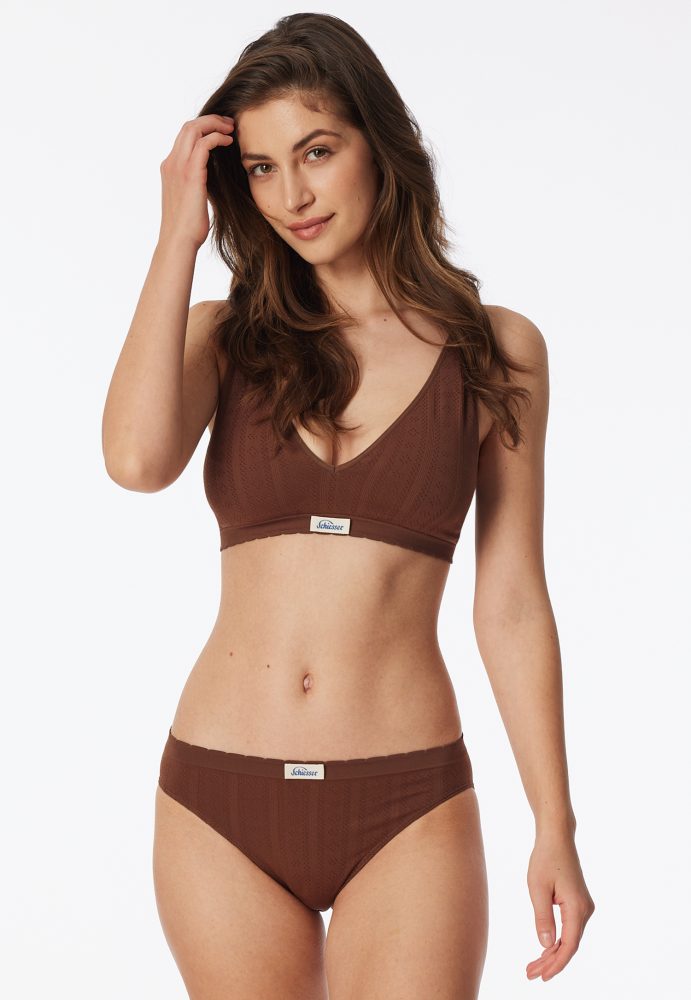 Schiesser Slip Braun - Revival Alma für Damen, Größe M, 95 % Polyamid, 5 % Elasthan