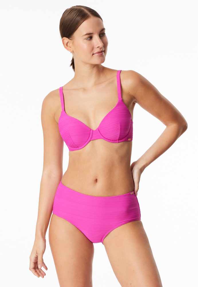 Schiesser Bikini-Top Pink gestreift - Aqua für Damen, Größe 36C, 82 % Polyamid, 18 % Elasthan