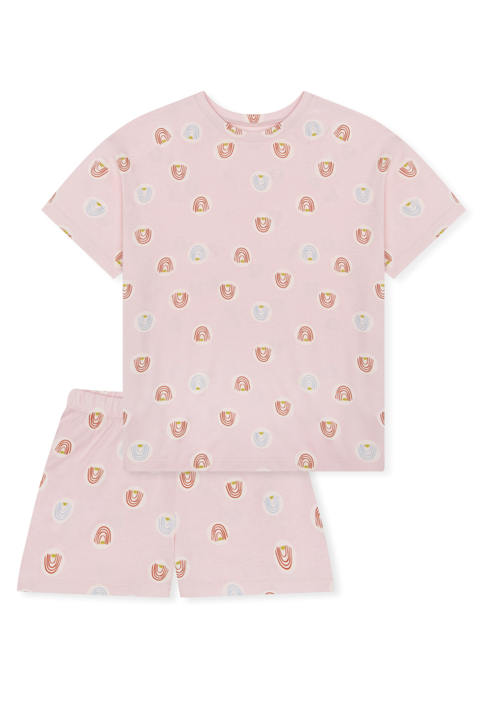 Schiesser Schlafanzug kurz Rosa gemustert - Teens Nightwear für Mädchen, Größe XS, 50 % Baumwolle, 50 % Modal