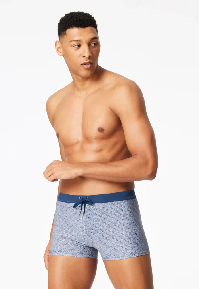 Schiesser Badehose Blau gemustert - Aqua für Herren, Größe XL, 82 % Polyamid, 18 % Elasthan