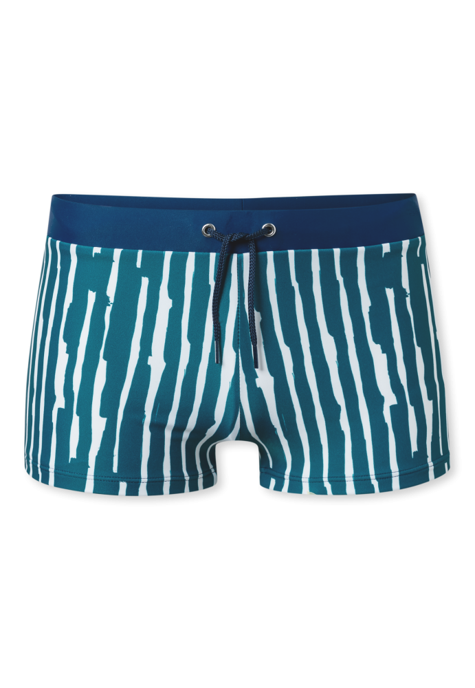 Schiesser Badehose Blau/Weiss gemustert - Aqua für Jungen, Größe M, 82 % Polyamid, 18 % Elasthan