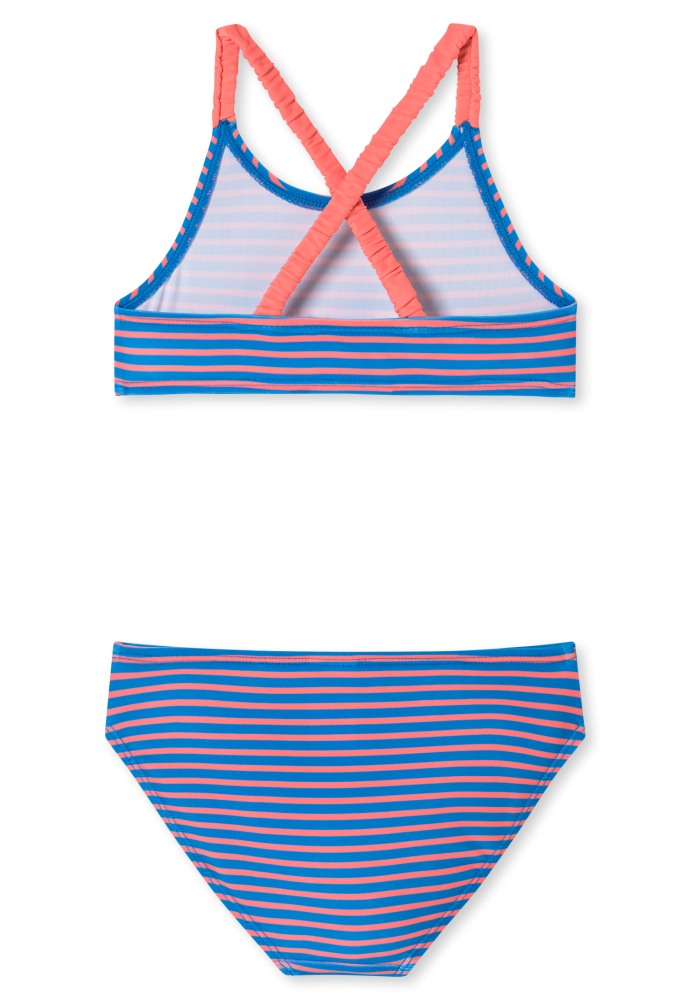 Schiesser Bikini Blau/Orange gestreift - Aqua für Mädchen, Größe 3Y, 82 % Polyamid, 18 % Elasthan