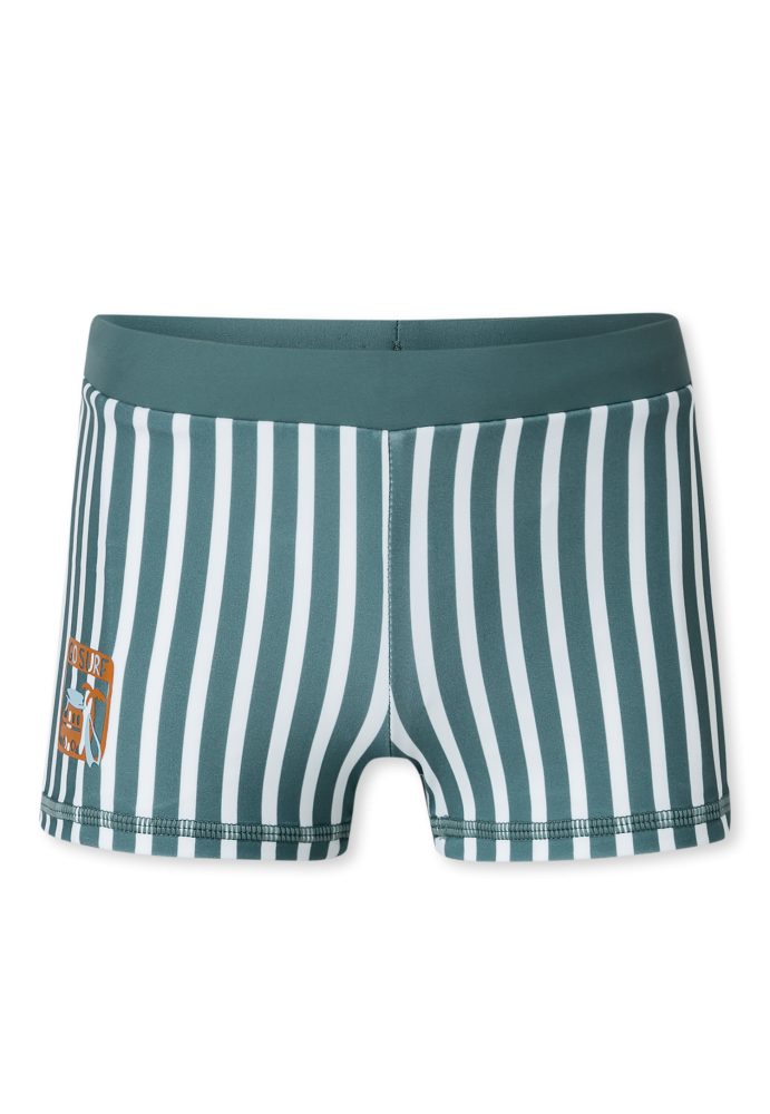 Schiesser Badehose Petrol/Weiss gestreift - Aqua für Jungen, Größe 4Y, 82 % Polyamid, 18 % Elasthan