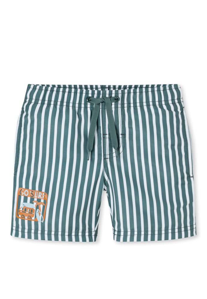 Schiesser Badeshorts Petrol/Weiss gestreift - Aqua für Jungen, Größe 6Y, 100 % Polyester