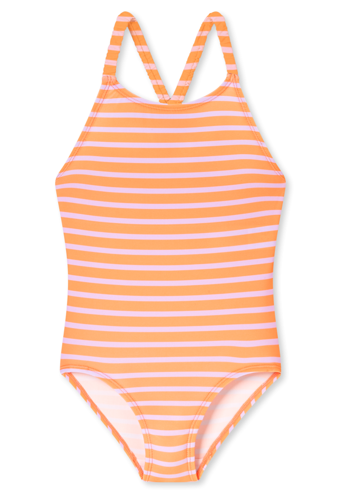 Schiesser Badeanzug Orange gestreift - Aqua für Mädchen, Größe 4Y, 82 % Polyamid, 18 % Elasthan
