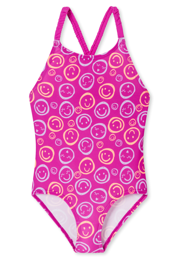 Schiesser Badeanzug Pink gemustert - Aqua für Mädchen, Größe 3Y, 82 % Polyamid, 18 % Elasthan
