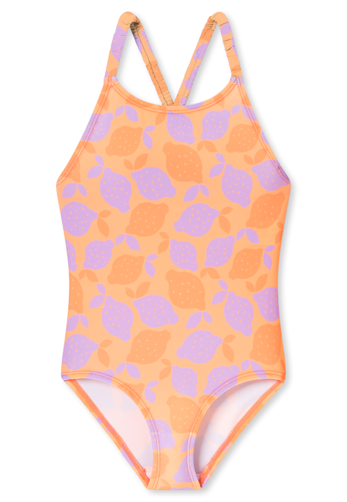 Schiesser Badeanzug Orange gemustert - Aqua für Mädchen, Größe 4Y, 82 % Polyamid, 18 % Elasthan