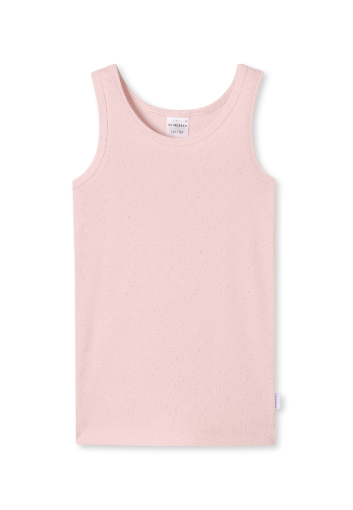 Schiesser Unterhemd Feinripp Rosa - Ajourée für Mädchen, Größe 6Y, 100 % Baumwolle