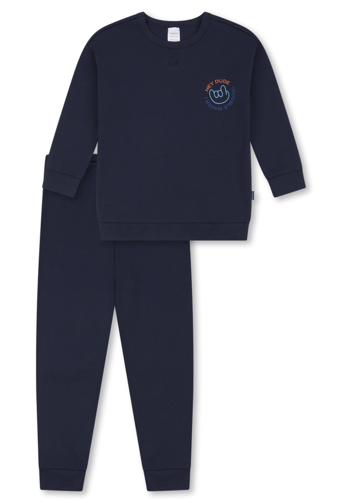 Schiesser Schlafanzug mit Bündchen Dunkelblau - Kids Nightwear für Jungen, Größe 6Y, 100 % Baumwolle