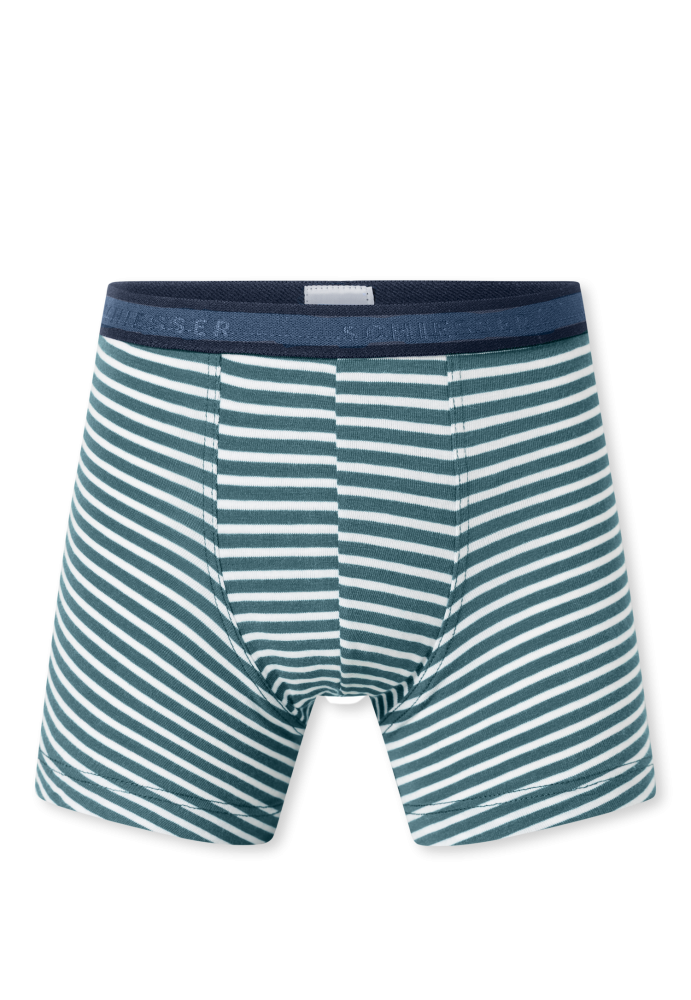 Schiesser Short Petrol/Weiss gestreift - 95/5 für Jungen, Größe 6Y, 95 % Baumwolle, 5 % Elasthan
