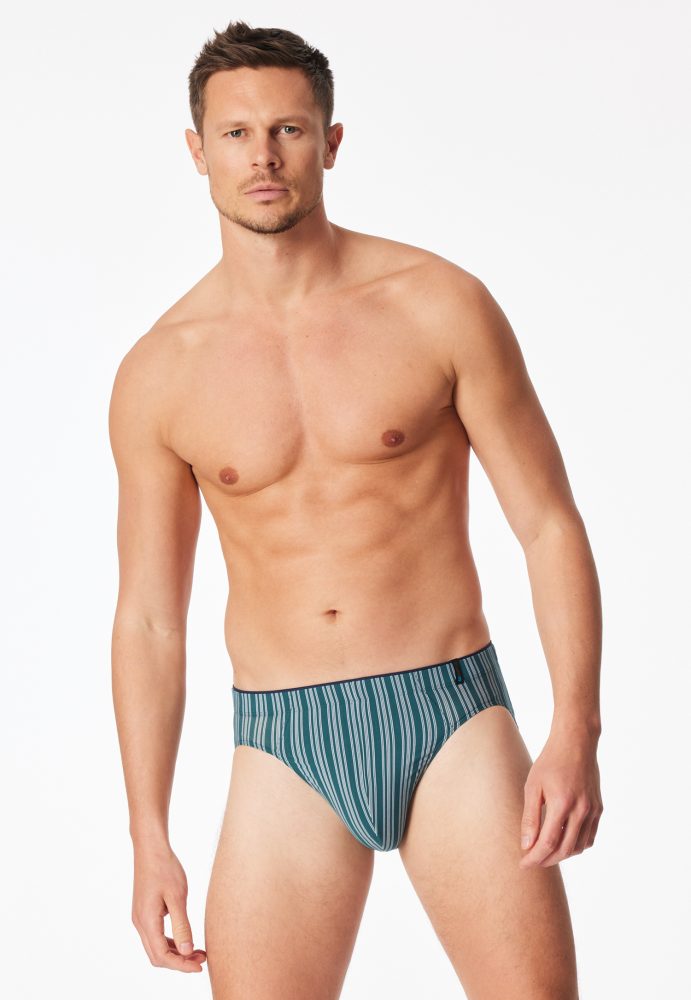 Schiesser Slip Petrol gestreift - Long Life Soft für Herren, Größe S, 70 % Modal, 20 % Polyester, 10 % Elasthan