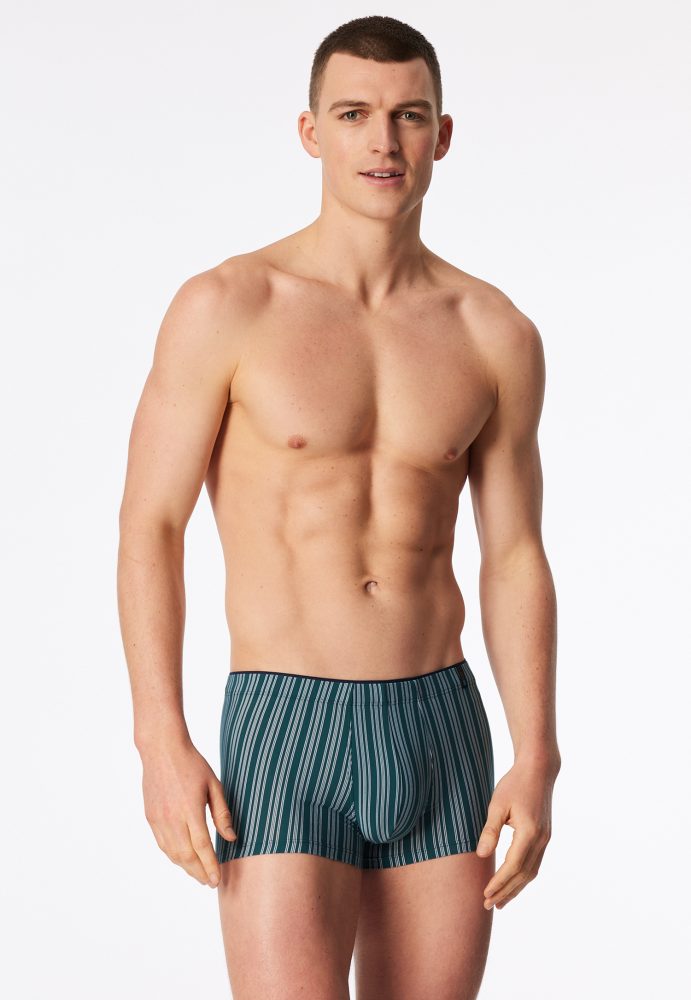 Schiesser Enge Boxershorts Petrol gestreift - Long Life Soft für Herren, Größe M, 70 % Modal, 20 % Polyester, 10 % Elasthan