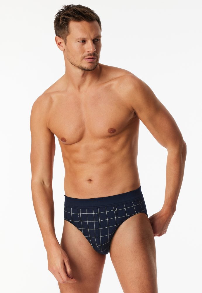 Schiesser Slip Dunkelblau gestreift - Fine Interlock für Herren, Größe S, 95 % Baumwolle, 5 % Elasthan