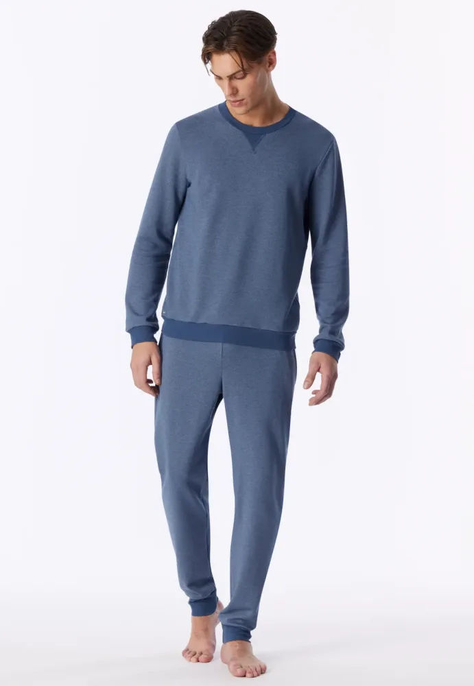 Schiesser Sweatshirt Blau - Mix+Relax für Herren, Größe L, 65 % Baumwolle, 35 % Polyester