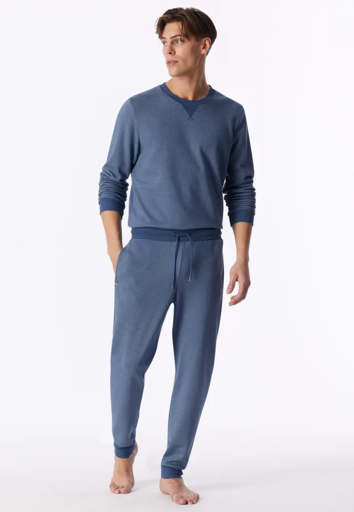 Schiesser Hose mit Bündchen Blau - Mix+Relax für Herren, Größe L, 65 % Baumwolle, 35 % Polyester