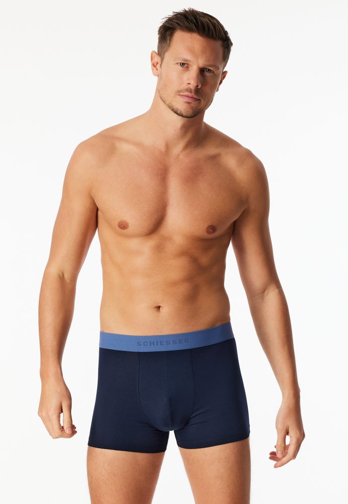 Schiesser Enge Boxershorts 3er-Pack Dunkelblau - 95/5 für Herren, Größe L, 95 % Baumwolle, 5 % Elasthan