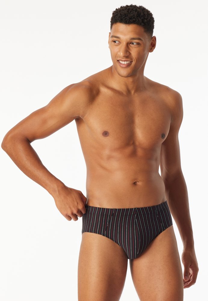 Schiesser Slip 3er-Pack Schwarz gestreift - 95/5 für Herren, Größe M, 95 % Baumwolle, 5 % Elasthan
