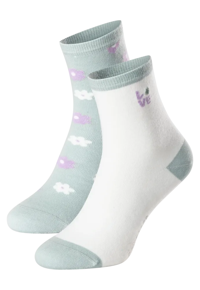 Schiesser Socken Damen 2er-Pack Grau/Weiss gemustert - Fashion für Damen, Größe 35/38, 77 % Baumwolle, 22 % Polyamid, 1 % Elasthan