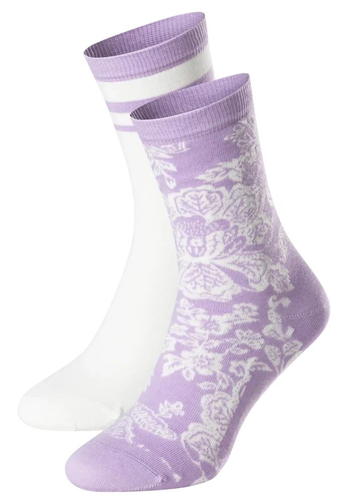 Schiesser Socken Damen 2er-Pack Lila/Weiss - Fashion für Damen, Größe 39/42, 77 % Baumwolle, 21 % Polyamid, 2 % Elasthan