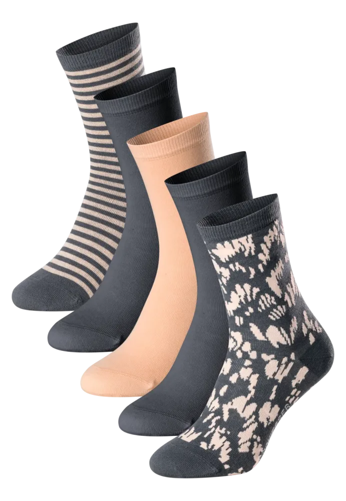 Schiesser Socken Damen 5er-Pack Bunt gemustert - Fashion für Damen, Größe 39/42, 77 % Baumwolle, 22 % Polyamid, 1 % Elasthan