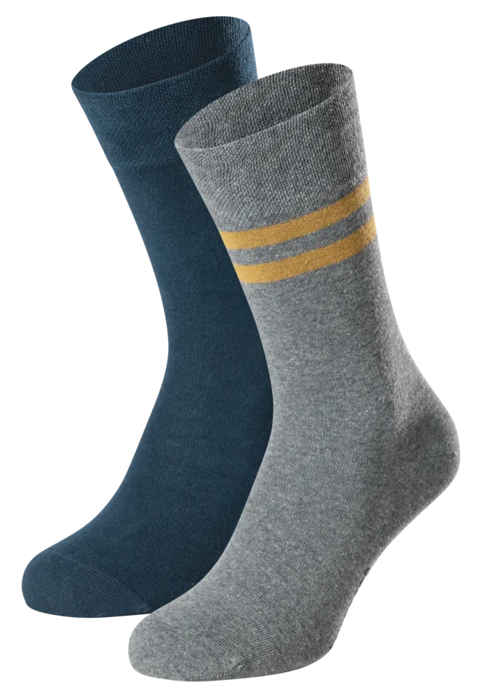 Schiesser Socken Herren 2er-Pack Petrol/Grau - Fashion für Herren, Größe 43/46, 77 % Baumwolle, 22 % Polyamid, 1 % Elasthan