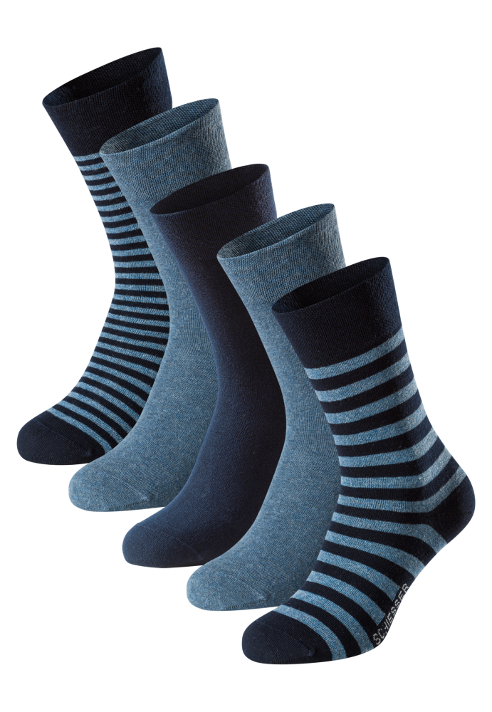 Schiesser Socken Herren 5er-Pack Bunt - Bluebird für Herren, Größe 39/42, 77 % Baumwolle, 22 % Polyamid, 1 % Elasthan