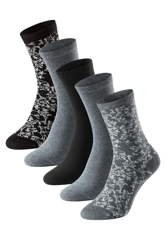 Schiesser Socken Damen 5er-Pack Bunt - Bluebird für Damen, Größe 35/38, 77 % Baumwolle, 22 % Polyamid, 1 % Elasthan