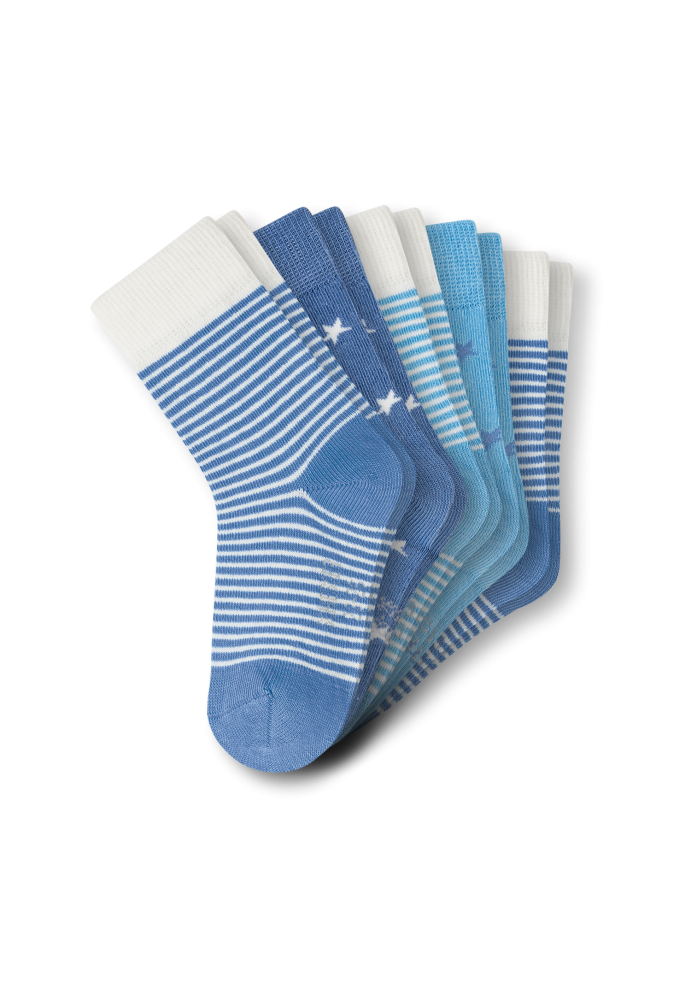 Schiesser Socken Jungen 5er-Pack Blau/Weiss - Legwear Kids für Jungen, Größe 4Y, 75 % Baumwolle, 24 % Polyamid, 1 % Elasthan