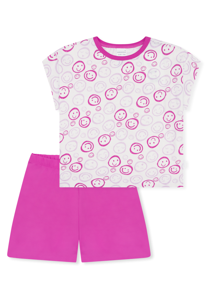Schiesser Schlafanzug kurz Bunt gemustert - Kids Nightwear für Mädchen, Größe 3Y, 100 % Baumwolle