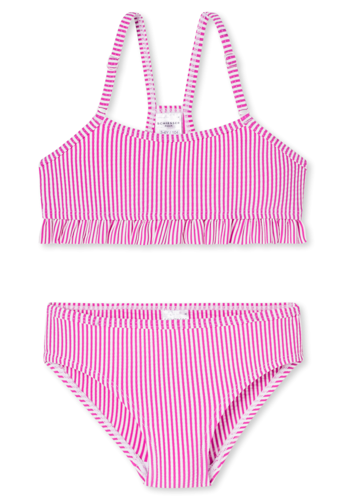 Schiesser Bikini Pink/Weiss gestreift - Aqua für Mädchen, Größe 6Y, 56 % Polyester, 5 % Elasthan, 39 % Polyamid