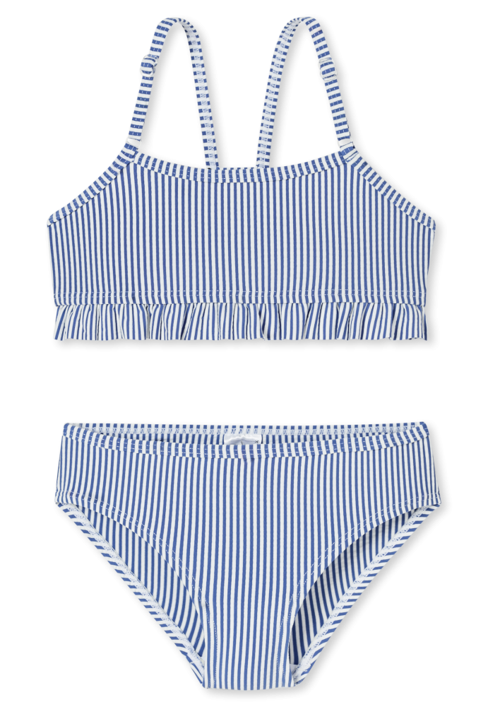 Schiesser Bikini Blau/Weiss gestreift - Aqua für Mädchen, Größe 4Y, 56 % Polyester, 5 % Elasthan, 39 % Polyamid
