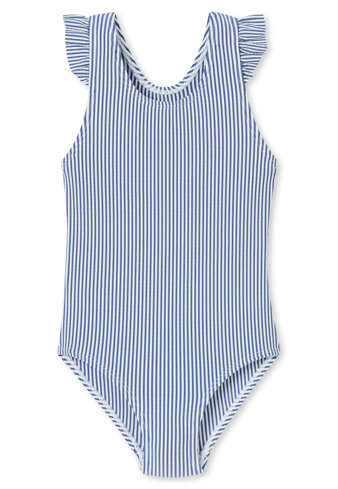 Schiesser Badeanzug Dunkelblau gestreift - Aqua für Mädchen, Größe 4Y, 56 % Polyester, 5 % Elasthan, 39 % Polyamid