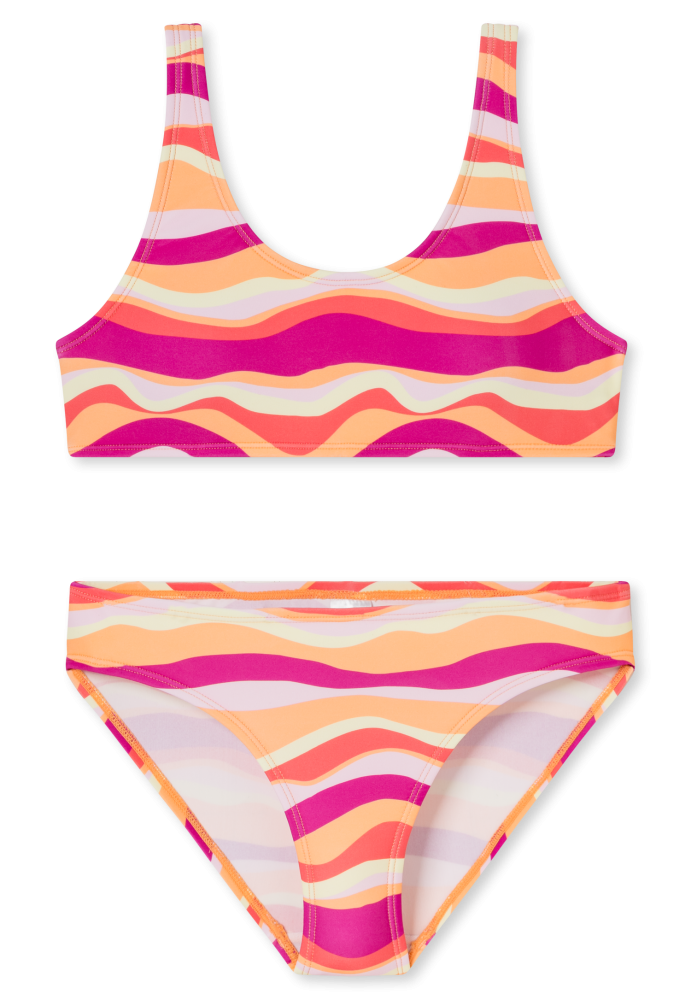 Schiesser Bikini Pink/Orange gemustert - Aqua für Mädchen, Größe L, 82 % Polyamid, 18 % Elasthan