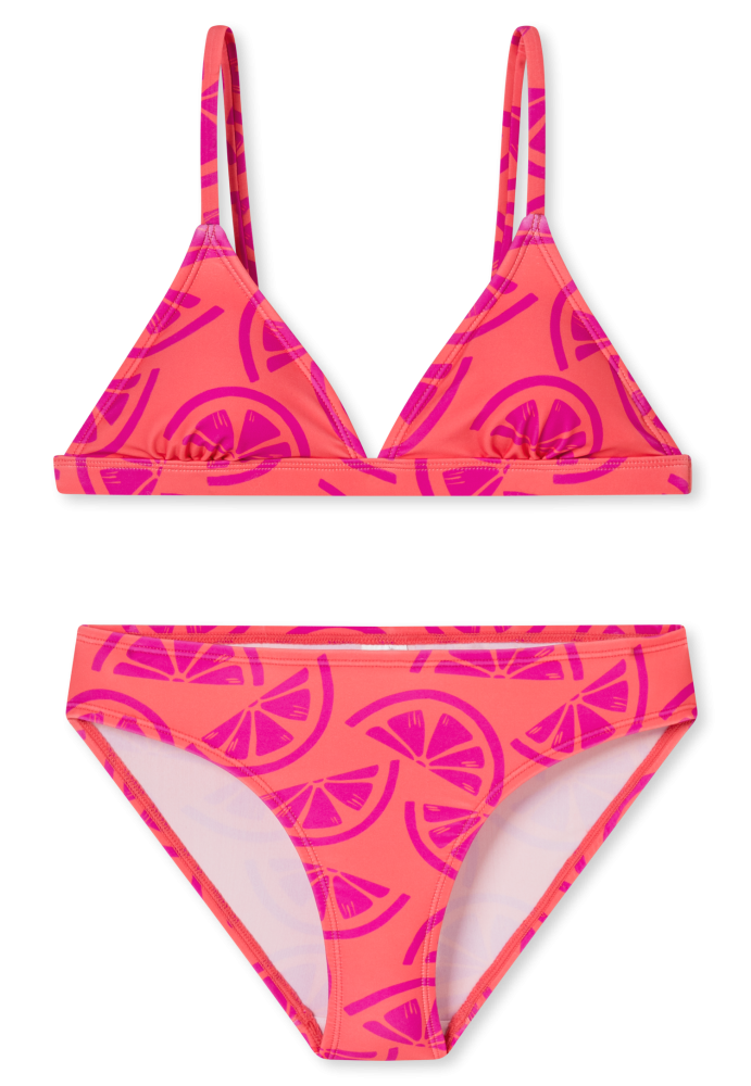 Schiesser Bikini Orange/Pink gemustert - Aqua für Mädchen, Größe M, 82 % Polyamid, 18 % Elasthan