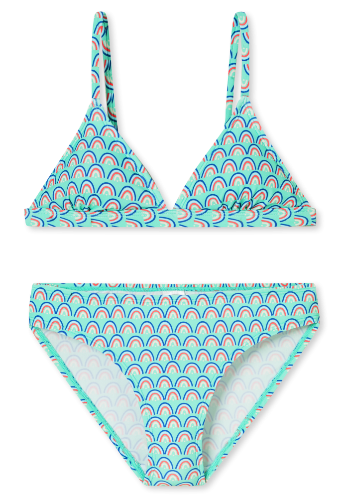 Schiesser Bikini Blau gemustert - Aqua für Mädchen, Größe XS, 82 % Polyamid, 18 % Elasthan
