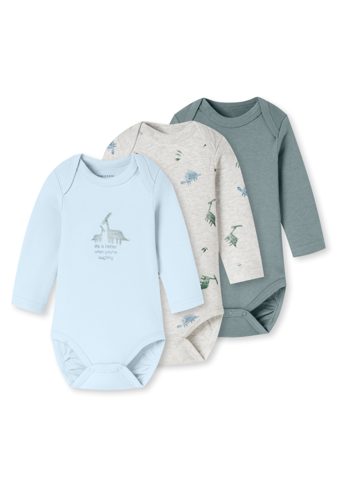 Schiesser Body 3er-Pack Bunt gemustert - Baby, Größe 18M, 100 % Baumwolle