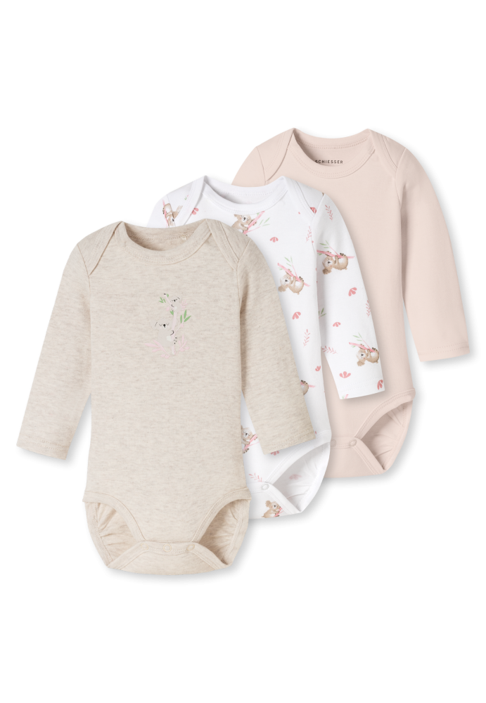 Schiesser Body 3er-Pack Bunt gemustert - Baby, Größe 18M, 100 % Baumwolle
