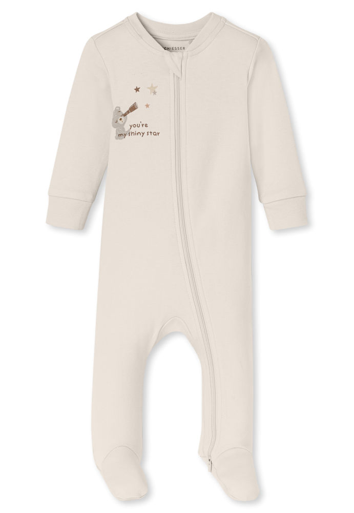 Schiesser Strampler mit Fuß Beige - Baby, Größe 6M, 100 % Baumwolle