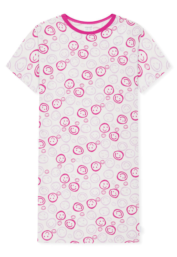 Schiesser Nachthemd kurzarm Bunt gemustert - Kids Nightwear für Mädchen, Größe 6Y, 100 % Baumwolle