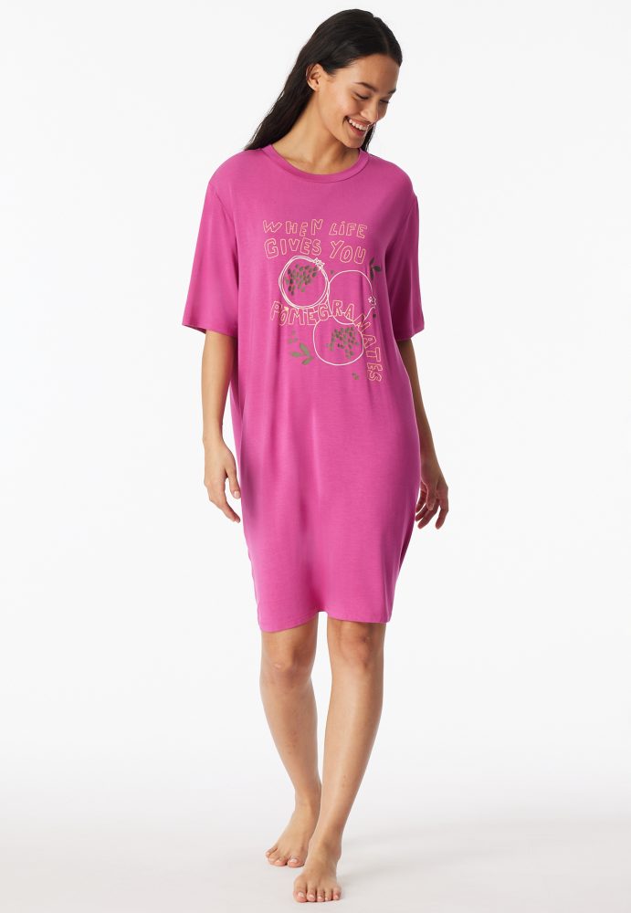 Schiesser Nachthemd kurzarm Pink - Casual Fashion für Damen, Größe S, 95 % Modal, 5 % Elasthan