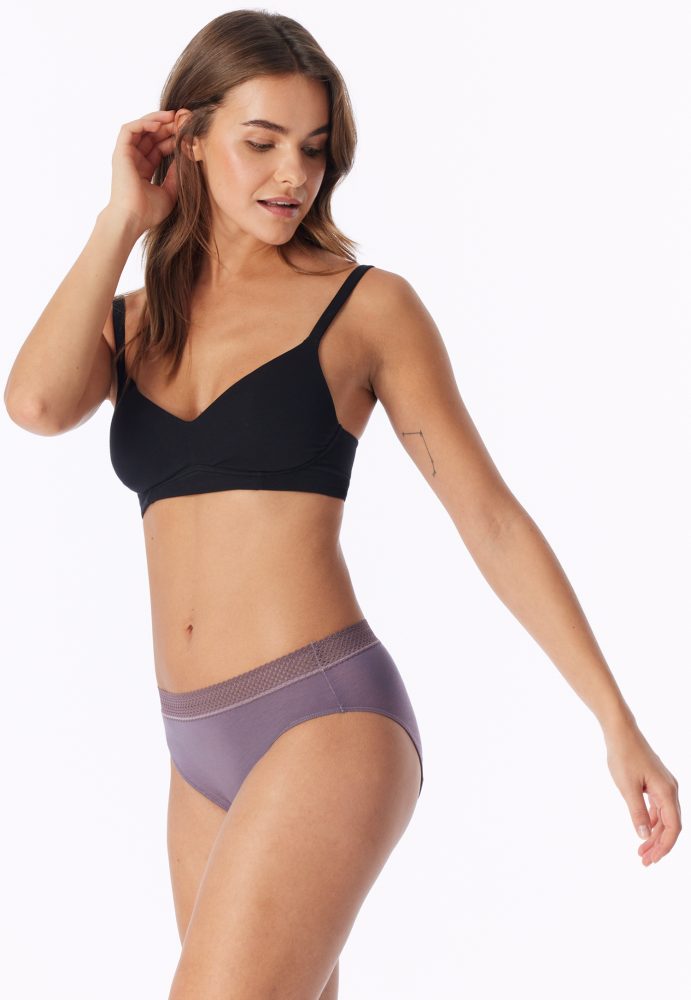 Schiesser Periodenslip mit Spitze 2er-Pack Schwarz/Lila - SCHIESSER Care für Damen, Größe S, 95 % Baumwolle, 5 % Elasthan